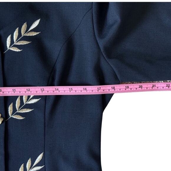 Vintage Ann Tobias  Dress Womens Size 8 Blue Long Sleeve Button Down Midi U.S.A. - Picture 8 of 9